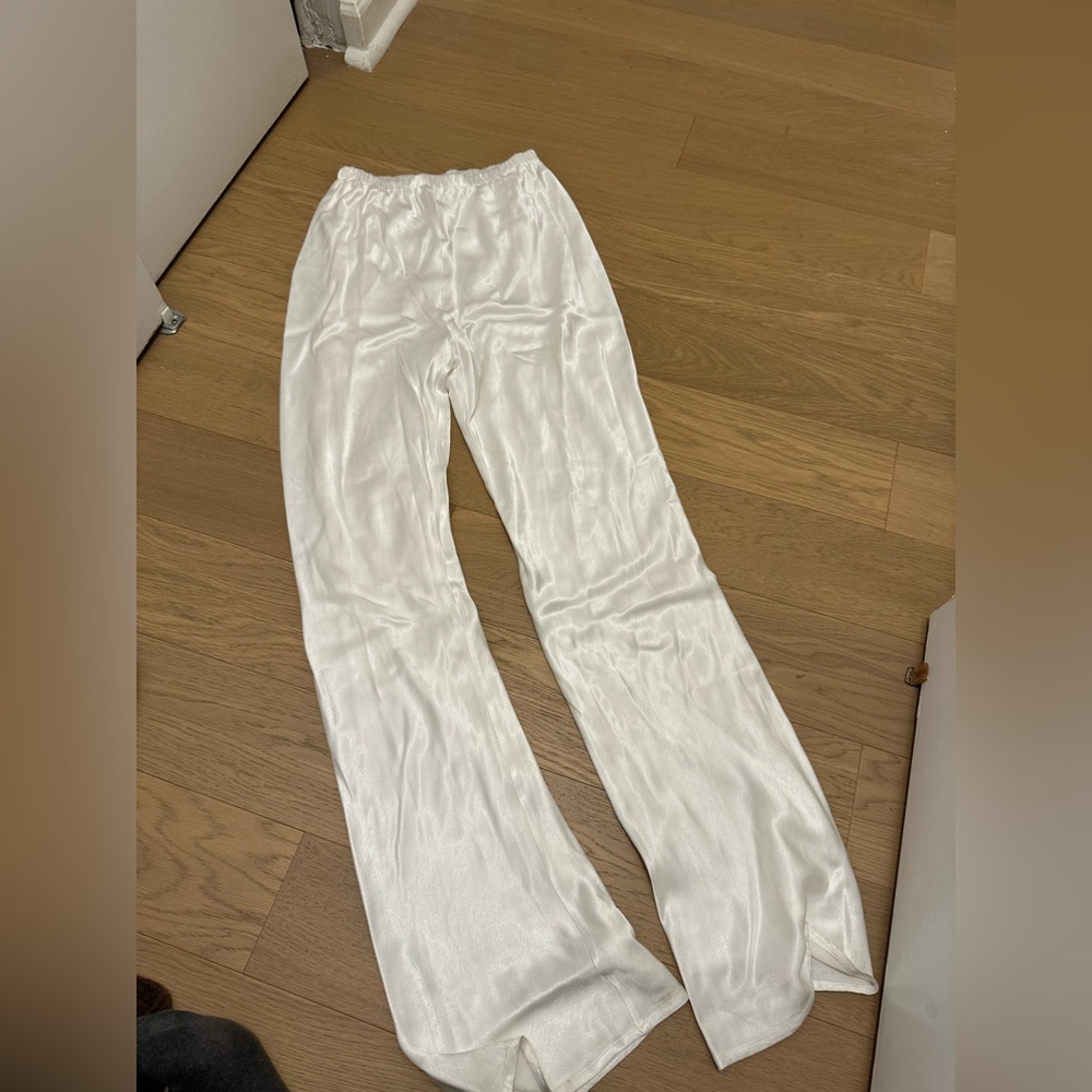 Dissh white satin pants
